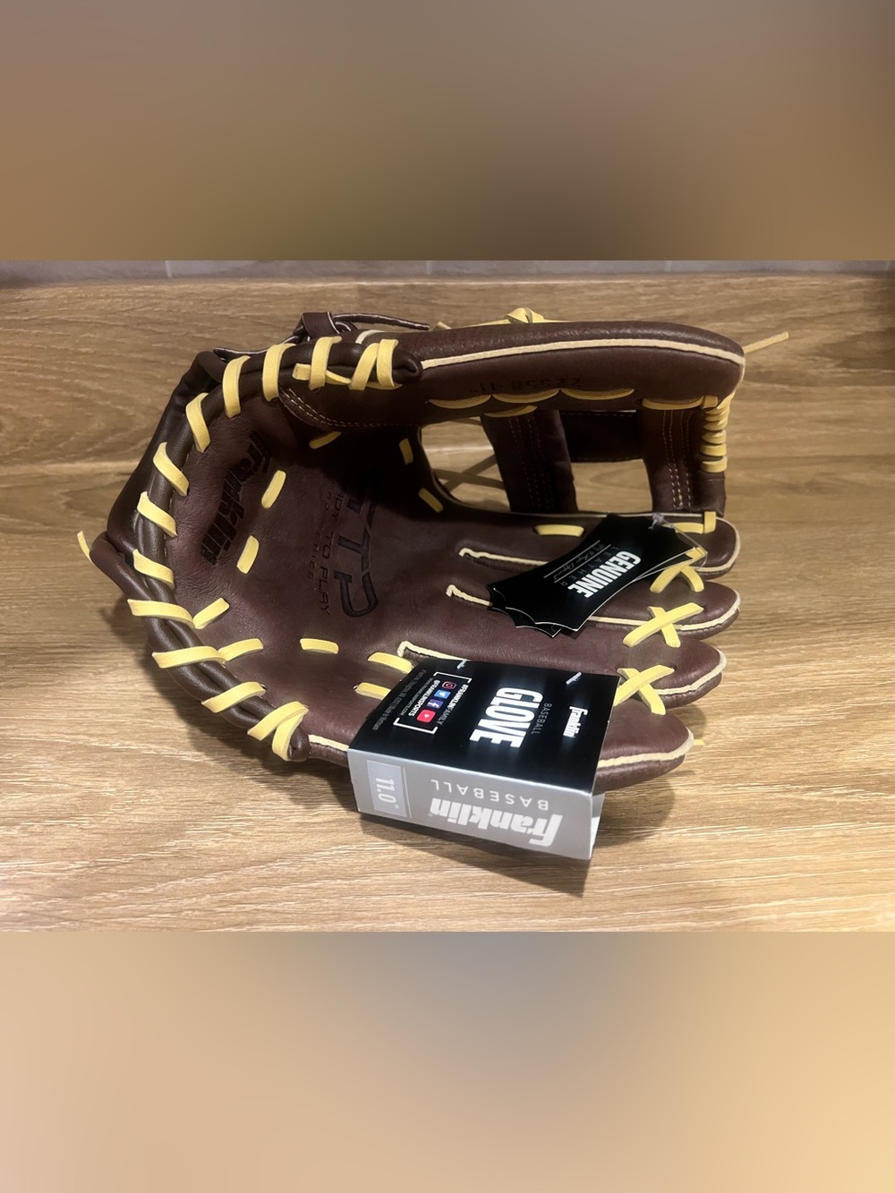 Kids Boys Brown/Yellow Baseball Glove - Right Hand: Pro Series 11”